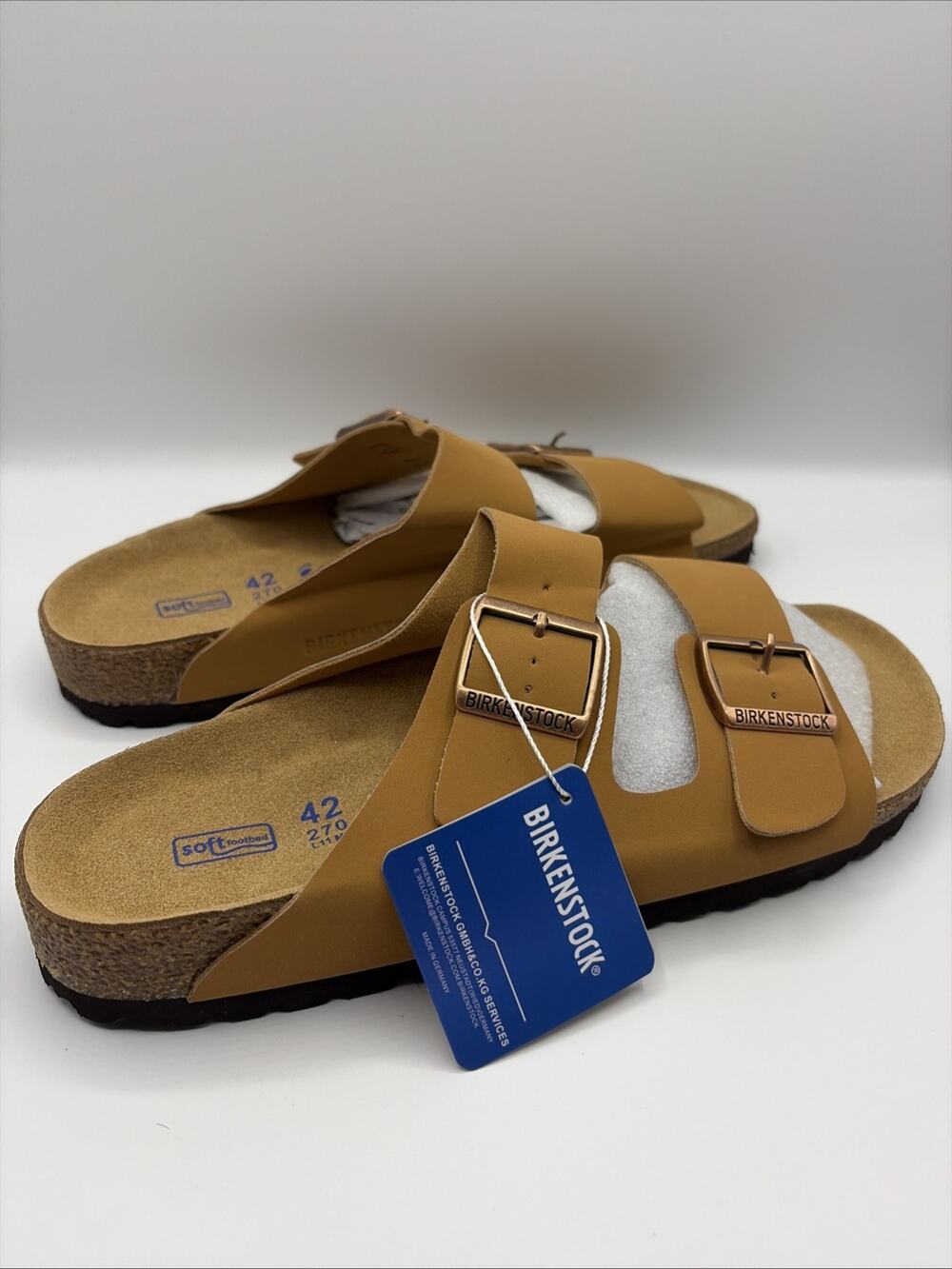 Birkenstock Arizona Pecan Nubuck Soft Footbed Sandals US M 9 W 11 EU 42 NWOB